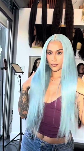 Icy girl@theediamondbrown Icy Blue Lace wig🛍️From our Color Collection #hairqueenla #hairstyle