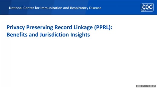 PHII Privacy Preserving Record Linkage (PPRL) for IIS Webinar: Part 2