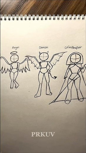 How to draw body tutorial (angel, demon & grim reaper) #howtodraw #art #reels #sketch #tutorial #fyp