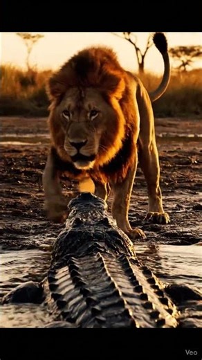 Crocodile vs lion: watch the ultimate showdown #wildlife #animals