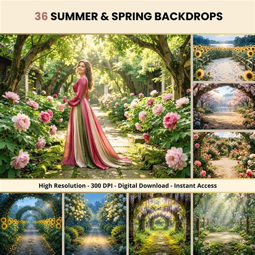 Summer and Spring Digital Backdrops, Floral Garden Nature Backgrounds for Portraits, Wedding and Maternity Backdrops, Photography Backdrops - Etsy