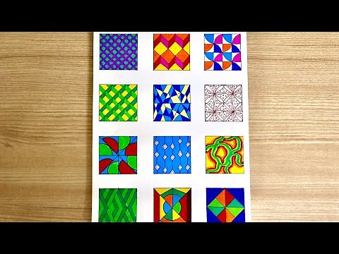 12 colored designs/patterns for beginners step by step | Part 2