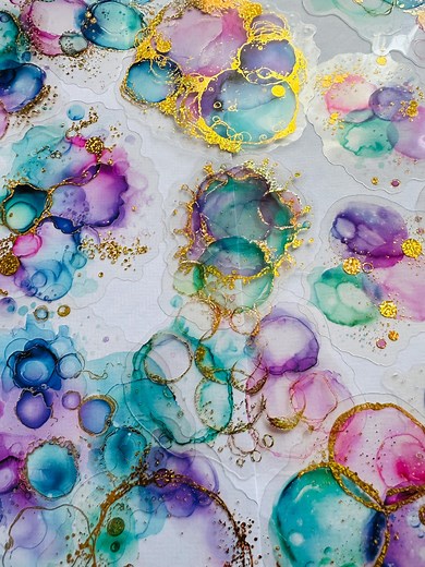 Watercolor Stickers: Abstract Art With Gold Glitter Accents (set of 10) - Etsy