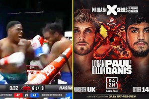 Ringside footage shows Hasim Rahman Jr viciously knocked out, despite being scheduled as Logan Paul’s back-up opponent if Dillon Danis pulls out