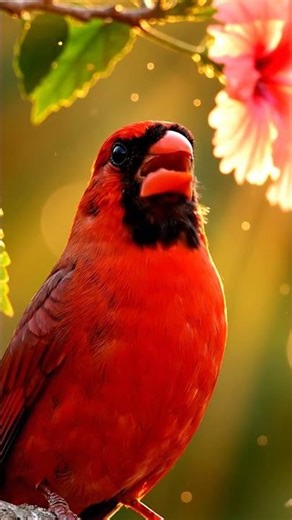 Stunning Cardinal Singing in Golden Light 🌅🎶