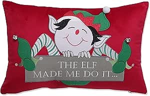 Pillow Perfect Indoor The Elf Made Me Do It Lumbar Pillow Cover, 18.5" x 11.5", Red