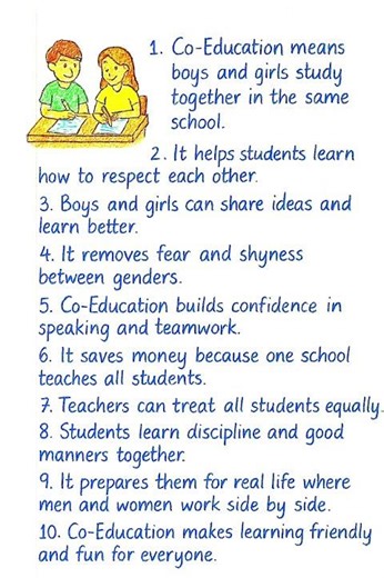 Co Education : Essay 10 sentences in very easy words #english #study #students