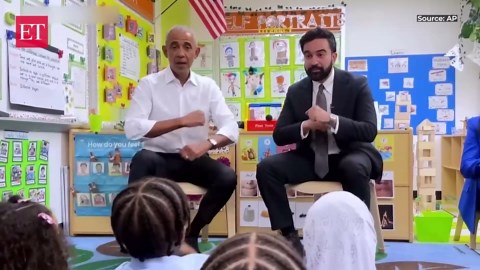 Obama, Mamdani go ‘squish squish’ as they sing ‘Wheels on the Bus’ with pre-K kids to push childcare