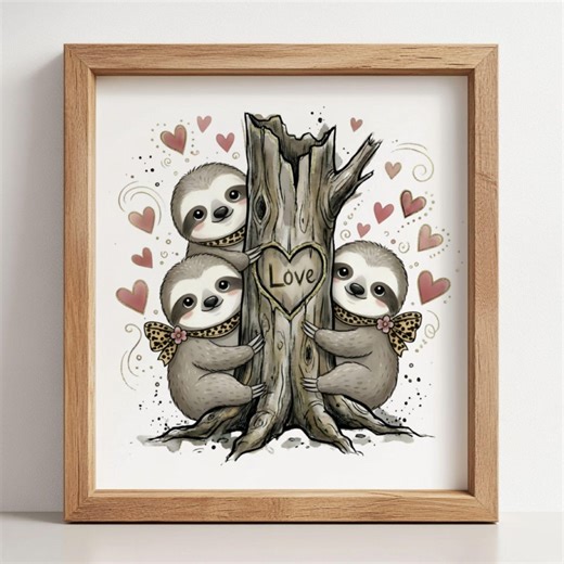 Valentine Sloth PNG, Funny Sloth Sublimation Design, Leopard Print Bow Sloth Clipart, Love Heart Carved Tree, Friendship Valentines Day PNG - Etsy