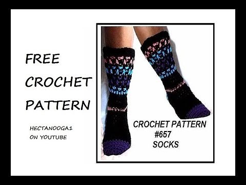 HOW TO CROCHET TOE UP SOCKS, #657, FREE CROCHET PATTERN