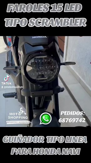 FAROLES 15 LED TIPO SCRAMBLER Y GUIÑADORES TIPO LINEA PARA HONDA NAVI. Encuéntralos solo en Moto Shopping WhatsApp de la tienda 59133229214 o al 68769742 ENVIOS A NIVEL NACIONAL #MOTOPARTS #REPUESTOS #motorcycle #moto #bikers #hondanavi110 #hondanavi #navi #santacruz #bolivia #colombia #mexico #HELMETS #scrambler #daymaker #guiñadores #direccionales @destacar | Moto Shopping