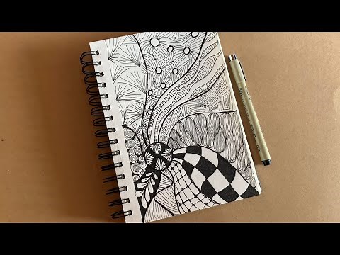 10 easy Zentangle patterns for beginners | doodling with AI