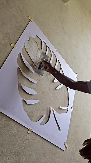Leaf stencil work on wall #highlight #texture #design #trending #video #painting #texturework #homedecor #shots #rastic | Kapil Dev Bhartiya