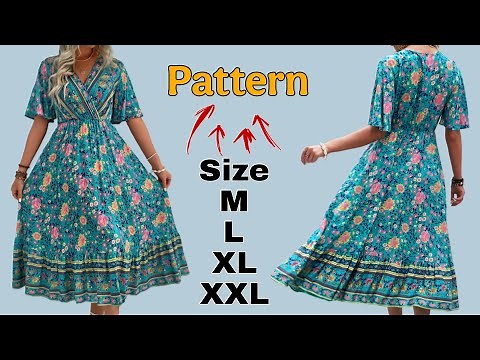 ✅ Pattern for a Beautiful Women's V-Neck Dress, So Easy, under 15 minutes!
