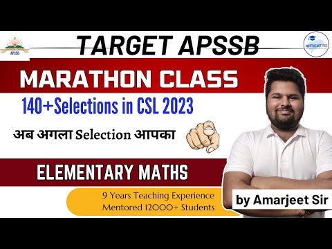 ELEMENTARY MATHS MARATHON CLASS 3 I APSSB CSL 2024 I APSSB EXAMS