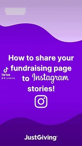 Want to share your JustGiving page via Instagram? 💜 Check out this quick video to learn how to share a link to your page via Instagram stories!👇 | JustGiving