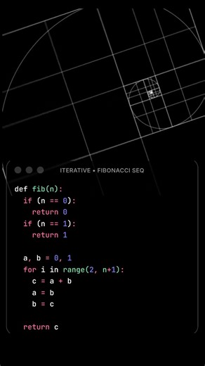 Fibonacci Sequence - Code Iterative Approach 😗 #python #coding #fibonacci