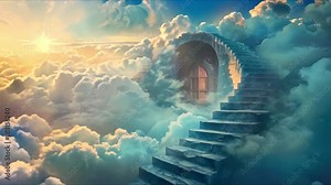 Ascending spiral staircase reveals enigmatic doors in the sky. Concept Architecture, Fantasy, Staircase, Enigmatic, Sky