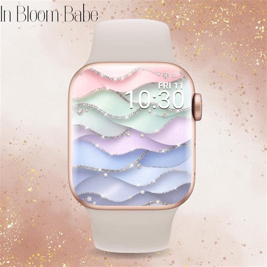 3D Pastel Waves Apple Watch Wallpaper, 3D Pastel Apple Watch, Sparkly Apple Watch Wallpaper, Diamond Apple Watch Face, Spring Apple Watch - Etsy