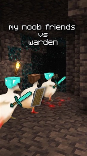 My noob friends vs the Warden 💀 #minecraft #shorts