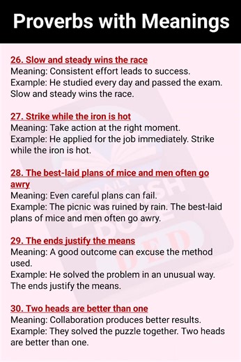 23K views · 224 reactions | Most Useful English Proverbs and Their Meanings with Examples #fblifestyle #English #proverbs #learnenglish #dailyenglish | Daily English Dose | Facebook