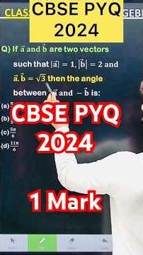 Q) If 𝐚 ⃗ 𝐚𝐧𝐝 𝐛 ⃗ are two vectors such that |𝐚 ⃗ |=𝟏, |𝐛 ⃗ |=𝟐 𝐚𝐧𝐝 𝐚 ⃗.𝐛 ⃗=√𝟑 then