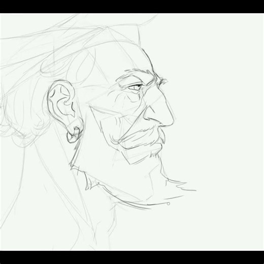 Old Man Side Profile Sketch | Turban Portrait Drawing