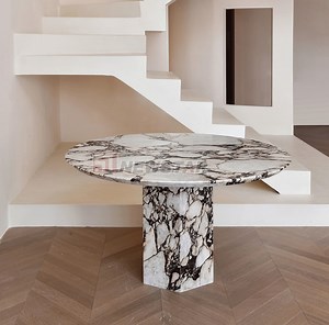 [Hot Item] Newstar Natural Marble Table Calacatta Purple Ltalian Minimalist Style Marble Round Dining Table Modern Coffee Table