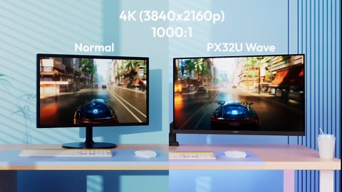 Pixio PX32U Wave White 32 inch 144Hz Refresh Rate 4K 3840x2160p Resolution Fast IPS Panel 1ms GTG Response Time 4K Gaming Monitor with Adaptive Sync