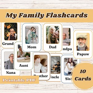 Family Flashcards, Family Flash Cards, Family Members, Flashcard Template, Flashcards for Kids, Printable Flashcards, Learning Flashcards - Etsy Australia