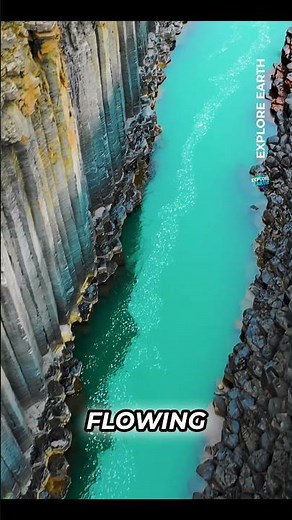Iceland's Studlagil Canyon: Basalt Columns & Turquoise River #shorts