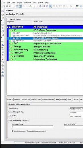 🚀Configuración Calendarios del Proyecto en PRIMAVERA P6 | #SHORTS