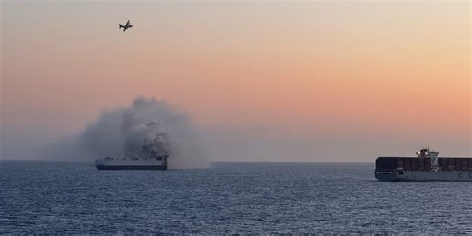 22 rescued after ship carrying thousands of cars caught fire off Alaska