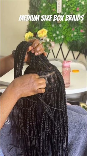 Medium sized box braids so cute 🥰 💕 #hairstyles #braids #haircare #knotlessbraids #braidstyles