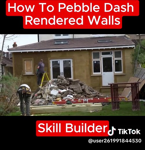 How to pebble dash rendered walls #easter #ninja #skillbuilder #diyhacks #plumbing #yfp #foryou