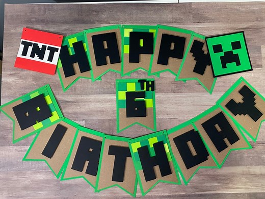 Minecraft Birthday Banner, Kids Decor, Minecraft, Creeper, TNT Banner - Etsy