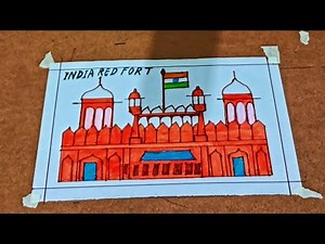 How to draw Red Fort//how to draw easy red fort of india