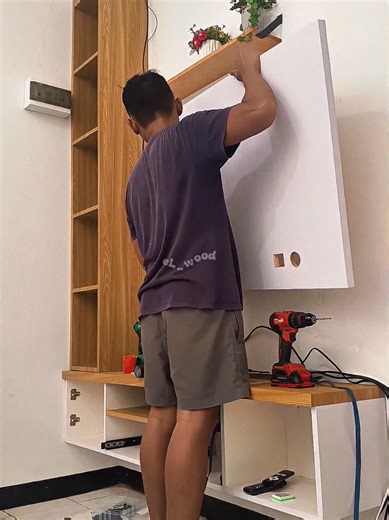 pasang backdrope tv #woodworking #carpenter