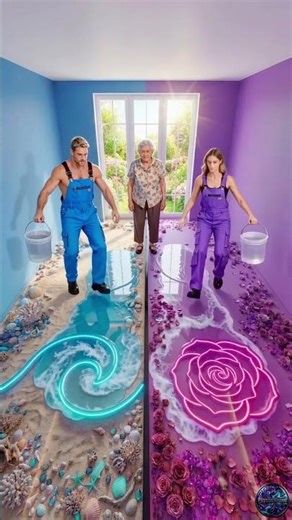 THIS DOUBLE FLOOR IS SO IMPRESSIVE 😱💙💜 Wave & Rose Epoxy Luxury Floor 💜🌊#epoxy #epoxyfloor