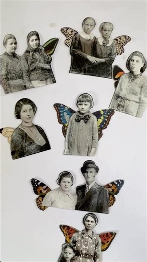 Crafting new butterfly characters for future collage art pieces.