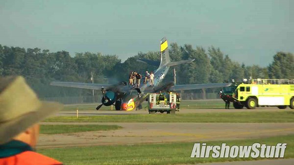 How the A-26 Invader pilot reacted when the nose gear collapsed on landing