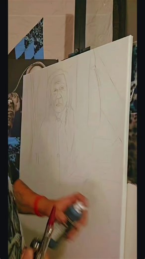 30x40 Airbrushed Portrait of Assiniboine Medicine Man