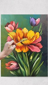 Beautiful Peony Painting for Beginners - Flower Timelapse #acrylicpainting #painting #flowerpainting #canvaspainting #art | Soul & Canvas