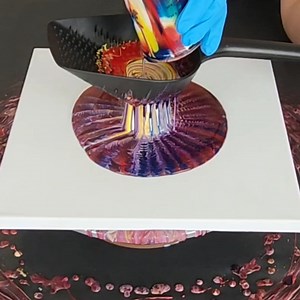 797K views · 3.6K reactions | I love finding new and interesting things at stores, especially the dollar store, to acrylic pour through! This one took 2 tries to get something I liked. What do you think? | Mixed Media Girl | Facebook