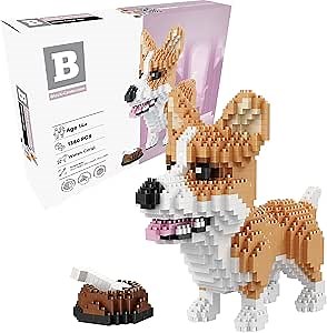 Corgi 3D Puzzle 1380 pcs Dog Mini Blocks Building Sets - Your Very own Nano pet Companion Mini Blocks kit - 14 Years Old and up (Corgi)