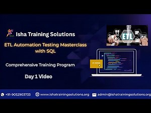 ETL Automation Testing Day 1 Video 30th November 2025. Call/ WhatsApp on +91-9133190573 to Enroll