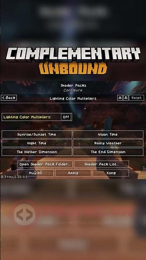 Full Setting Complementary Shaders Unbound Minecraft
