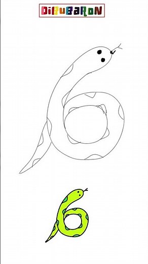 Dibujando una Serpiente con el numero 6 | Dibujos fáciles