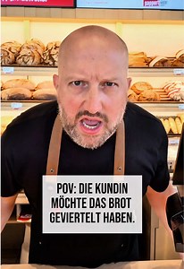 Natürlich schneiden wir dein frisches Brot gerne in Scheiben oder halbieren es auch! 🔪😂 #apex #netflix #trend #funny #bäckerei