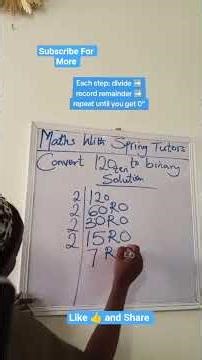 Conversation of base ten to base two with step by step Explanations #mathproblems #everydaymaths